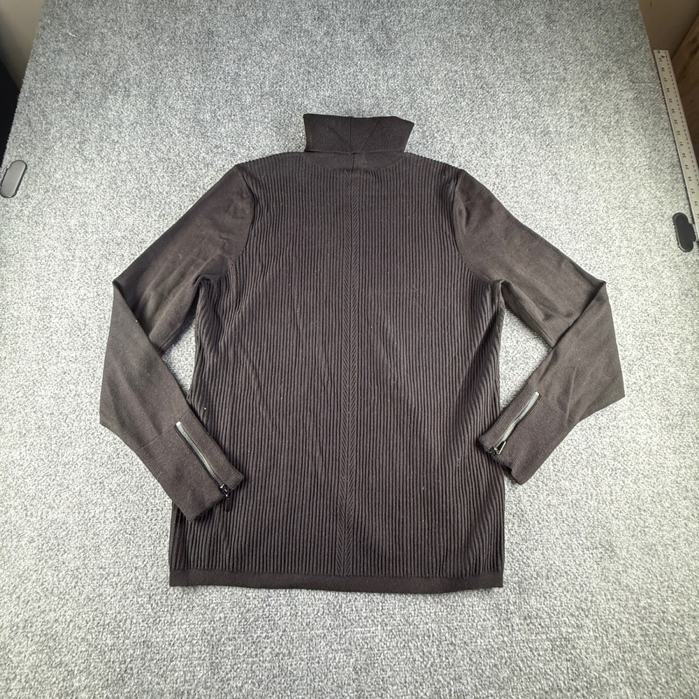 White House Black Market Zip Cuff Turtleneck Ribbed Sweater Black XL 570264891